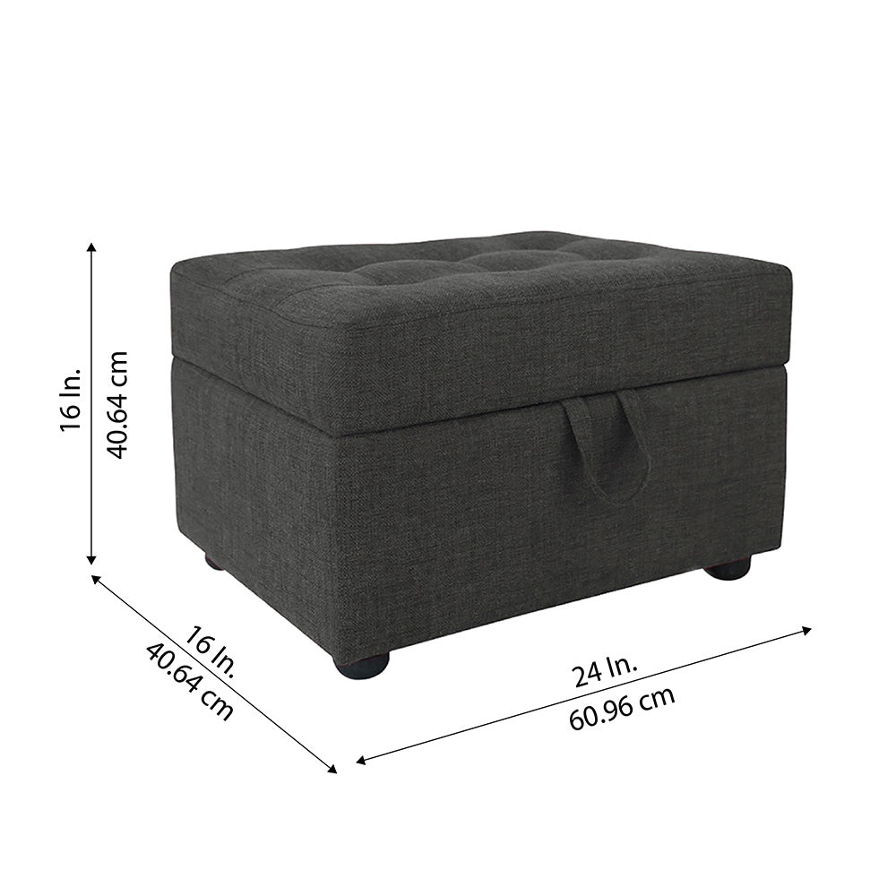 Tufted Storage Ottoman Bench Grey