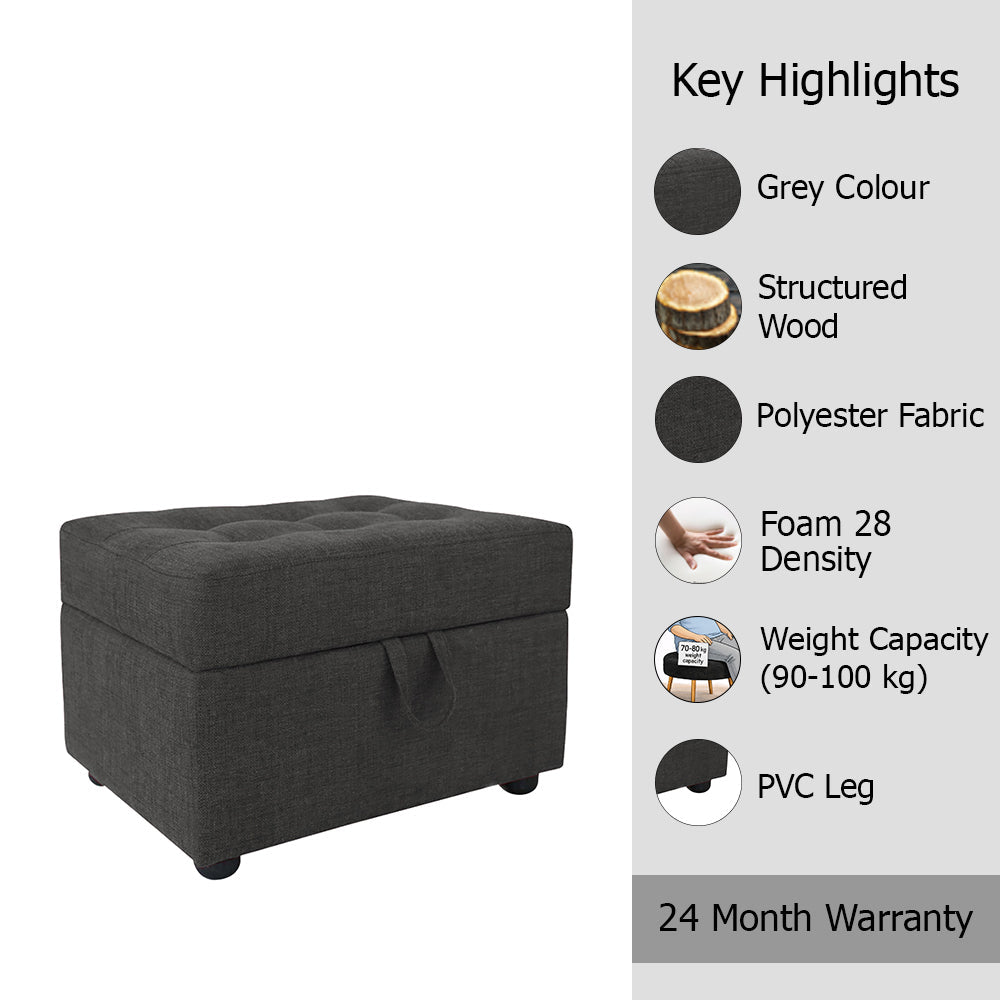 Tufted Storage Ottoman Bench Grey