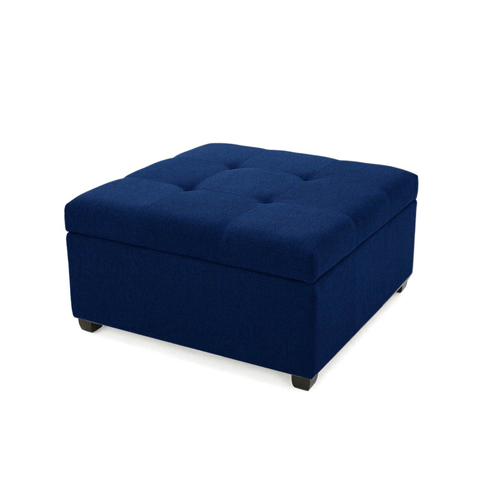 Tufted Storage Ottoman Bench Mustard Blue