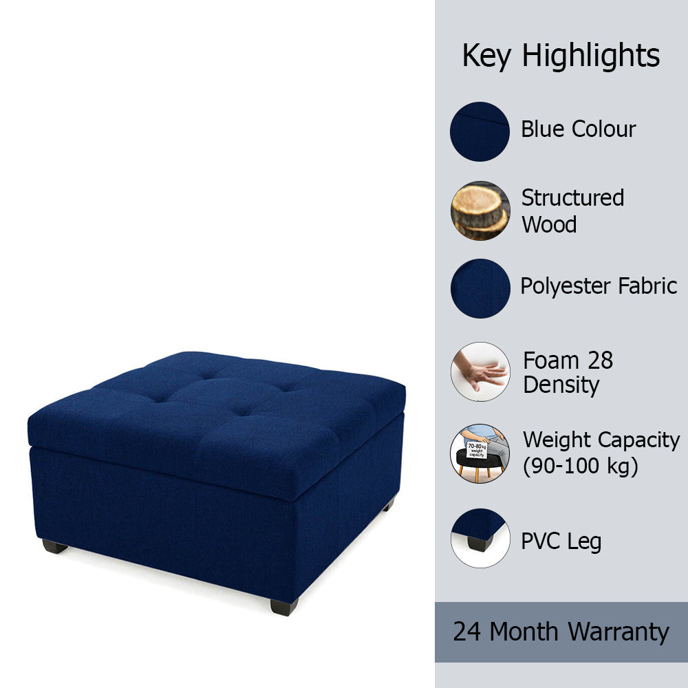 Tufted Storage Ottoman Bench Mustard Blue