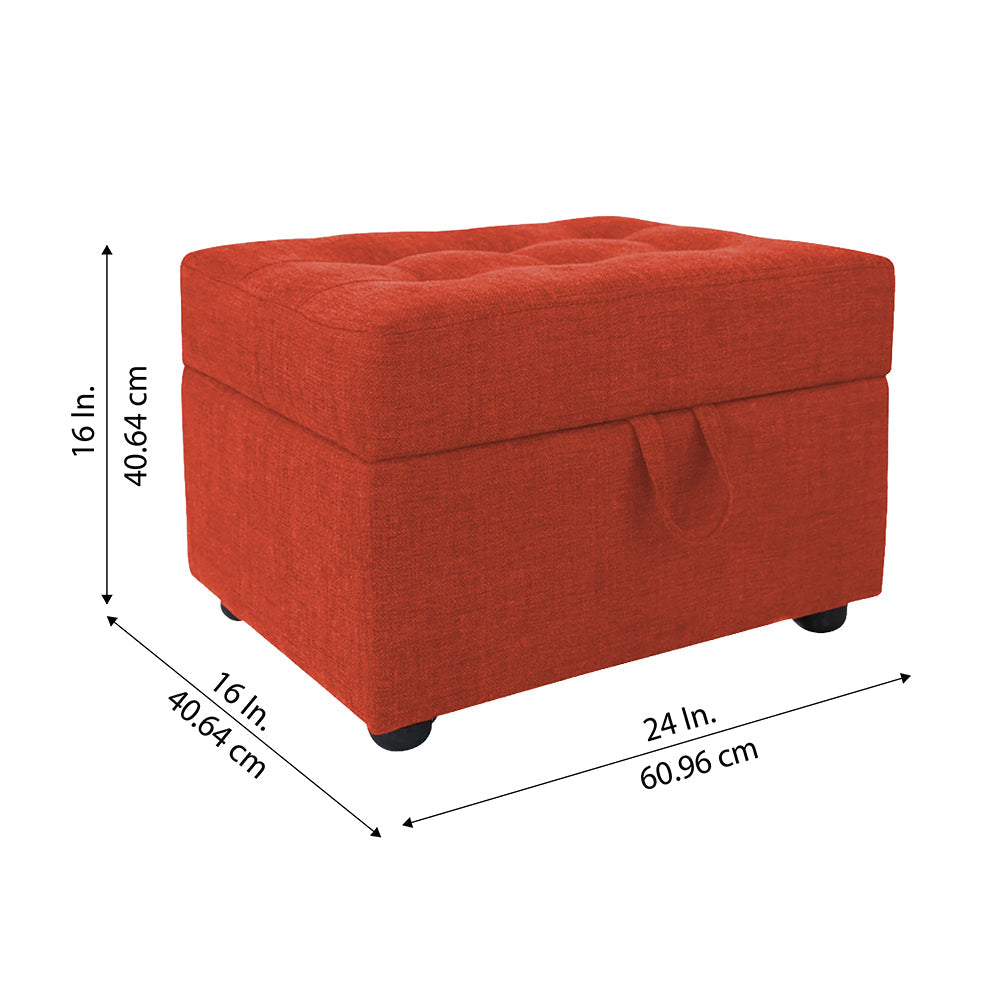 Tufted Storage Ottoman Bench Orange
