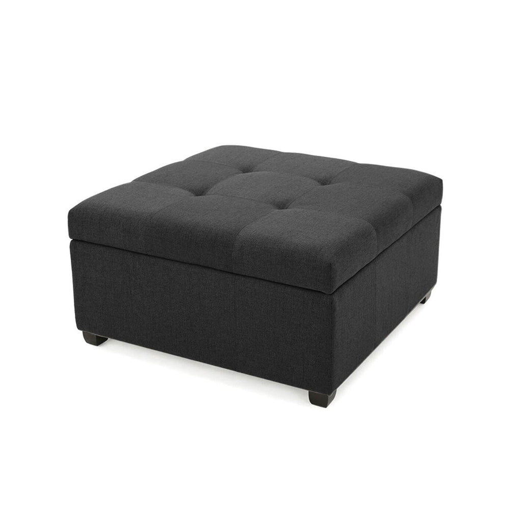 Tufted Storage Ottoman Bench Mustard Grey