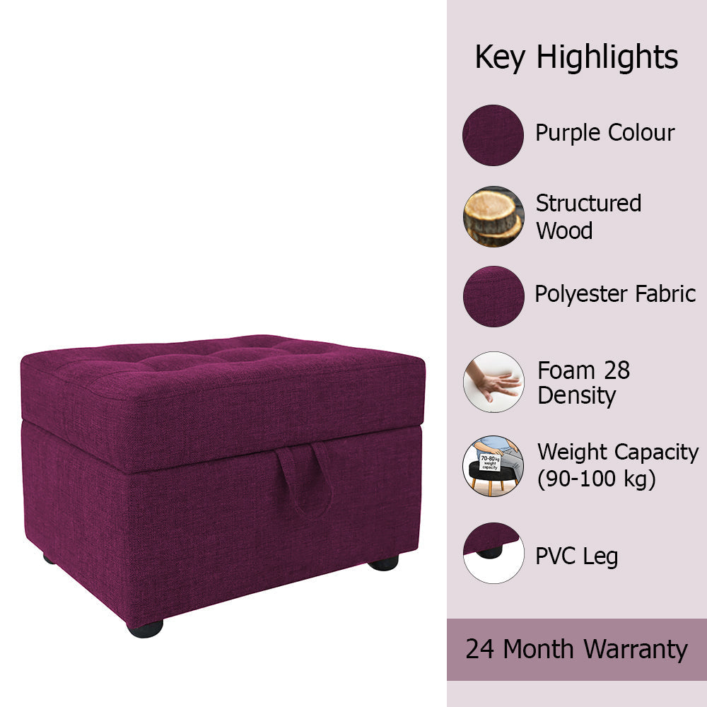 Tufted Storage Ottoman Bench Purple