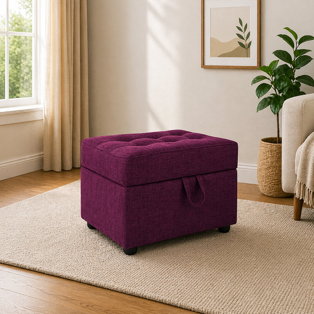 Tufted Storage Ottoman Bench Purple