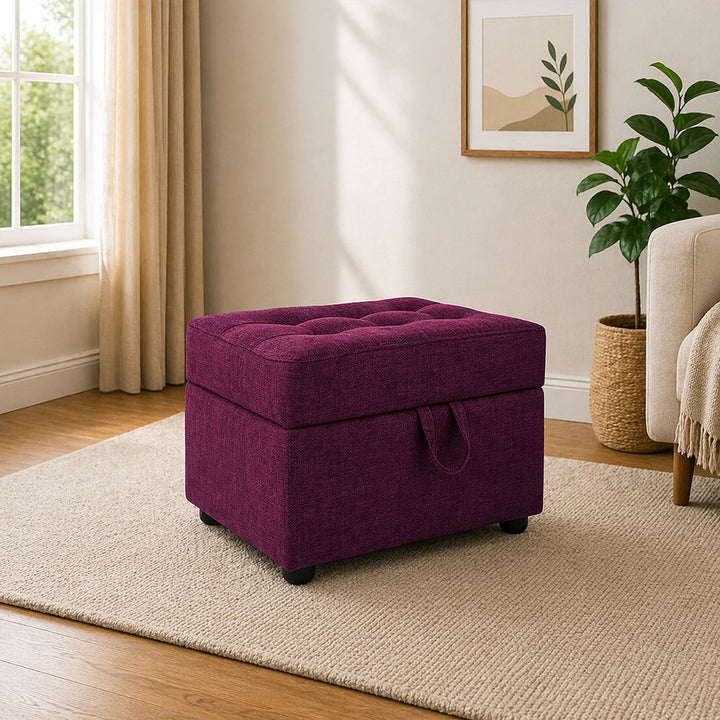 Doe Buck Tufted Storage Ottoman Bench|Purple