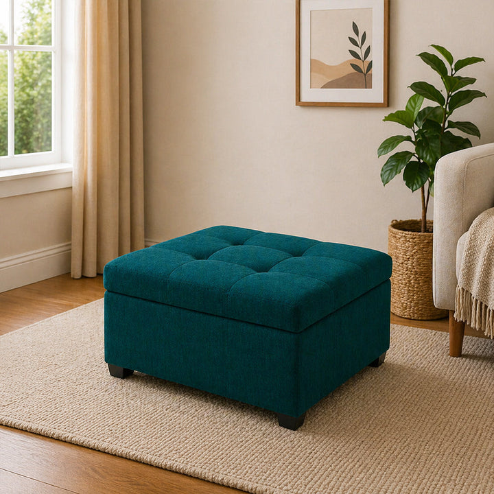 Doe Buck Storage Ottoman Bench|Teal