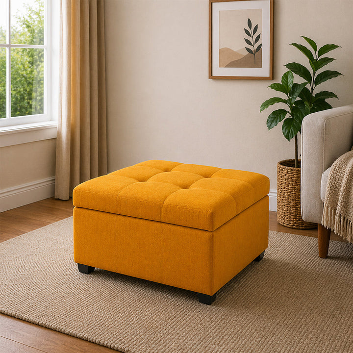 Doe Buck Storage Ottoman Bench|Yellow
