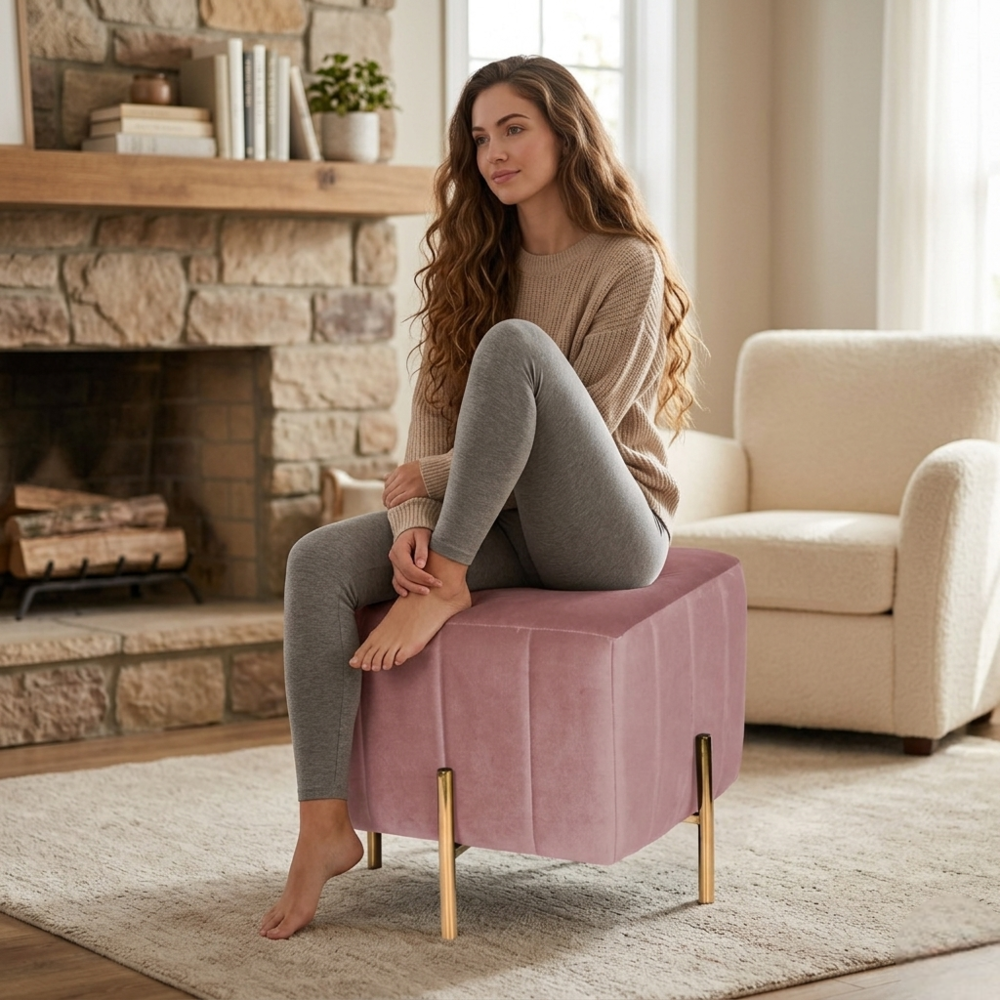 Adirondack Ottoman With Gold Leg
