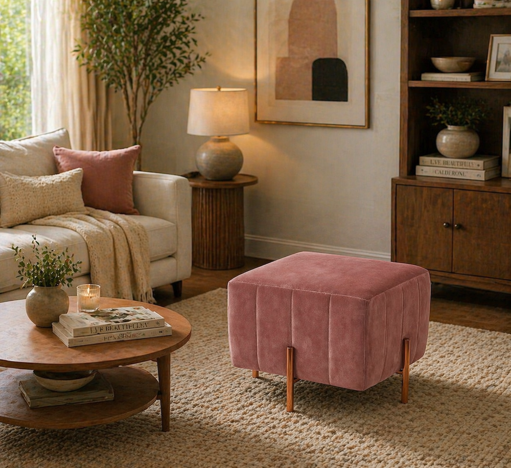 Regent Ottoman With Rose Gold Leg