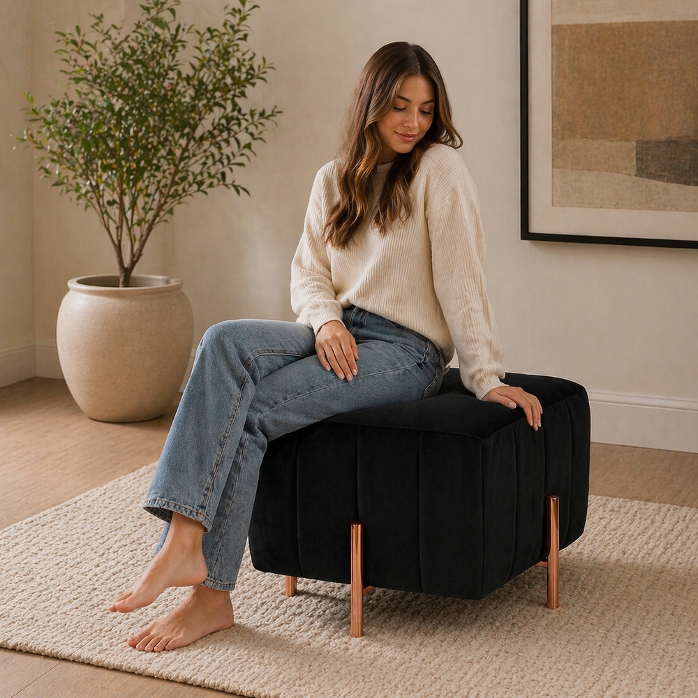 Regent Ottoman With Rose Gold Leg