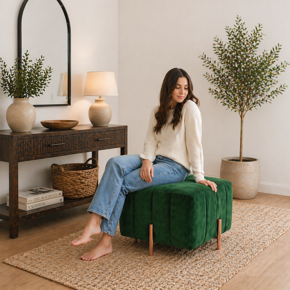 Regent Ottoman With Rose Gold Leg