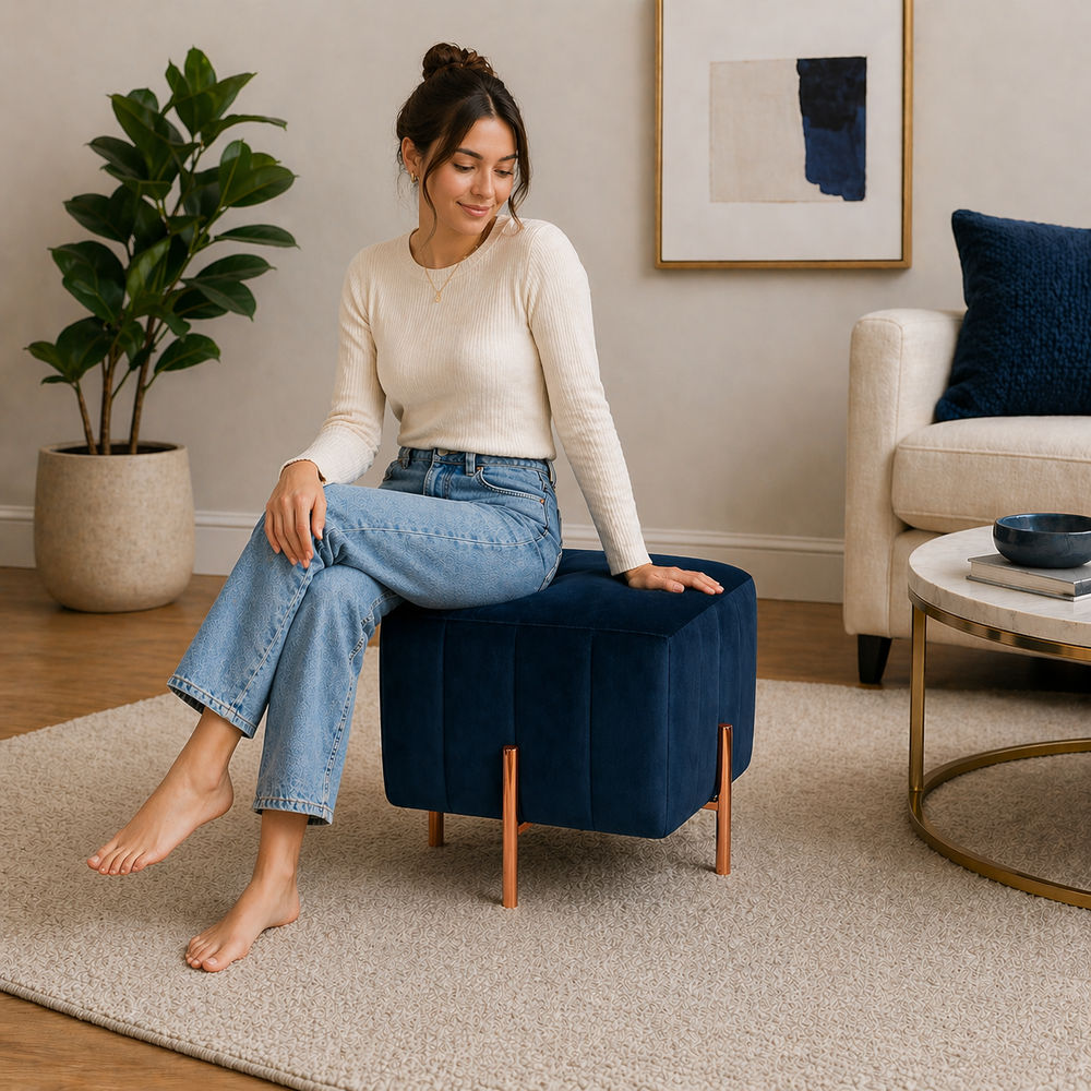 Regent Ottoman With Rose Gold Leg