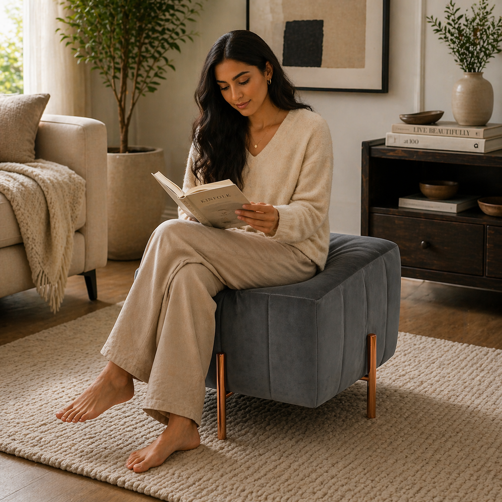 Regent Ottoman With Rose Gold Leg