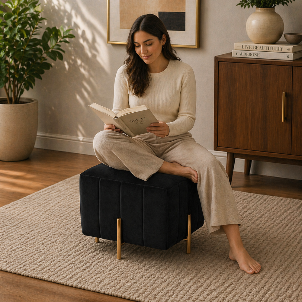 Adirondack Ottoman With Gold Leg