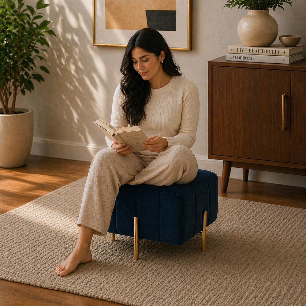 Adirondack Ottoman With Gold Leg