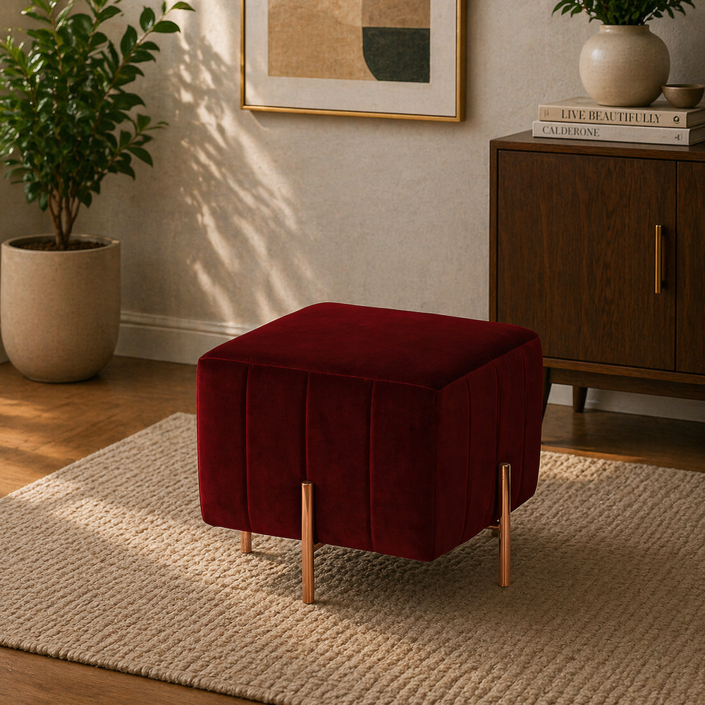 Regent Ottoman With Rose Gold Leg