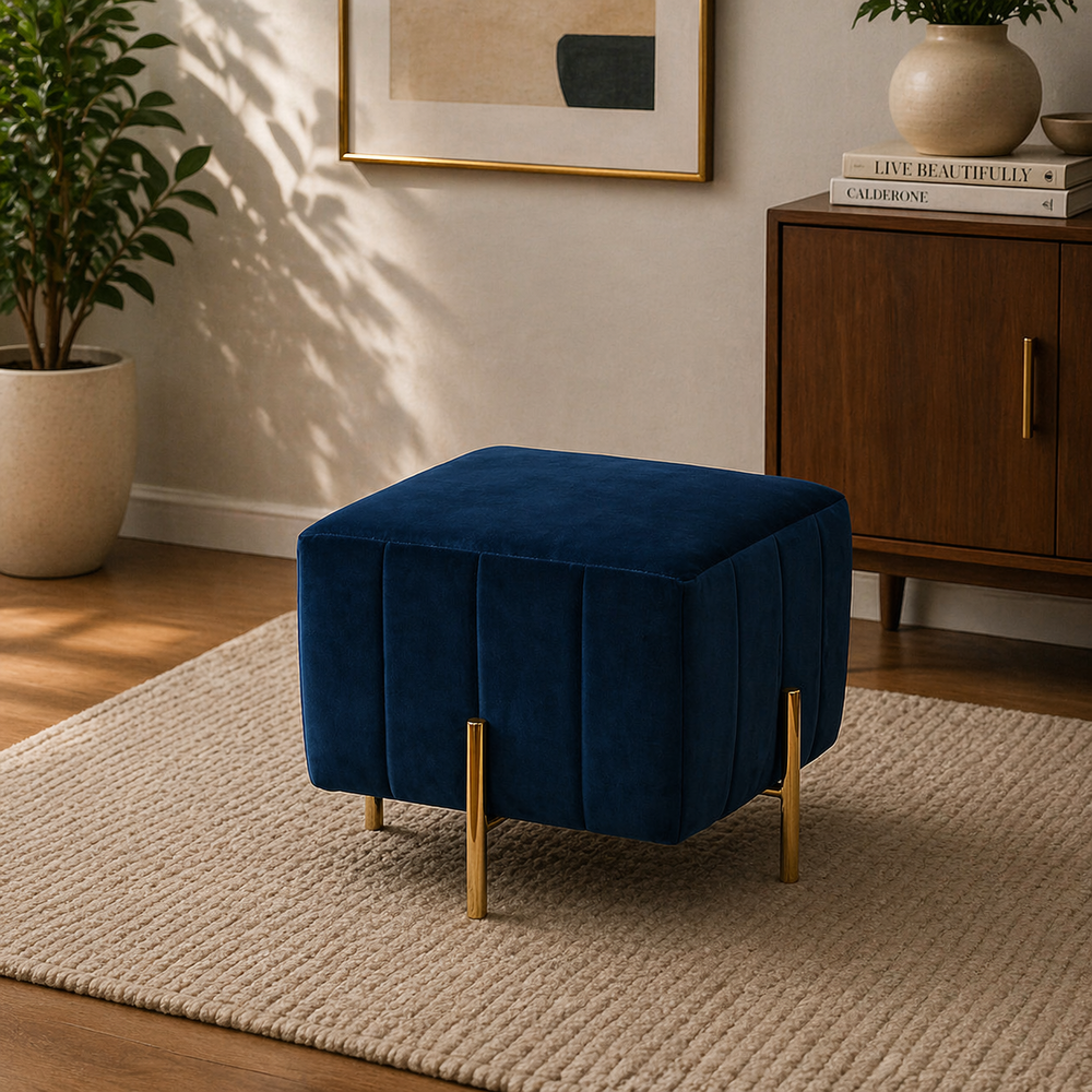 Adirondack Ottoman With Gold Leg