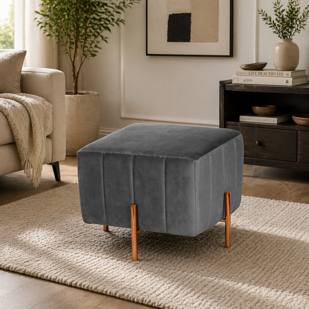 Regent Ottoman With Rose Gold Leg