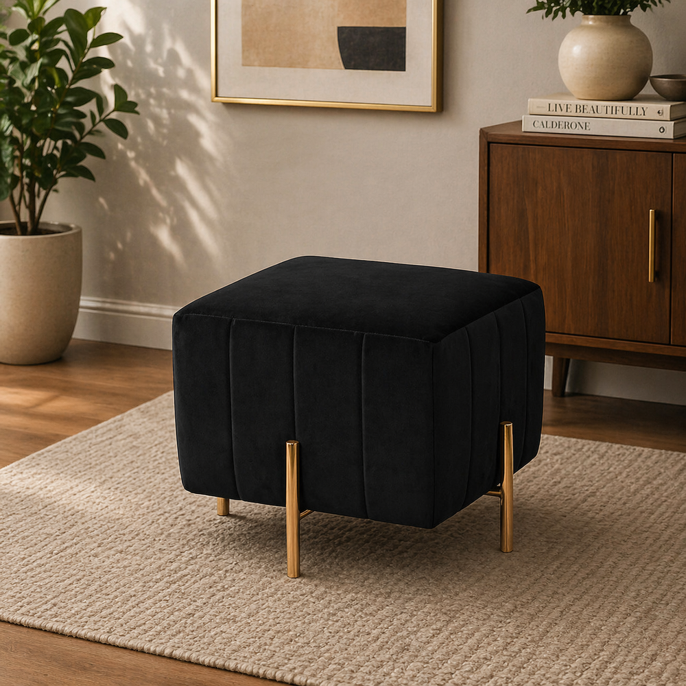 Adirondack Ottoman With Gold Leg