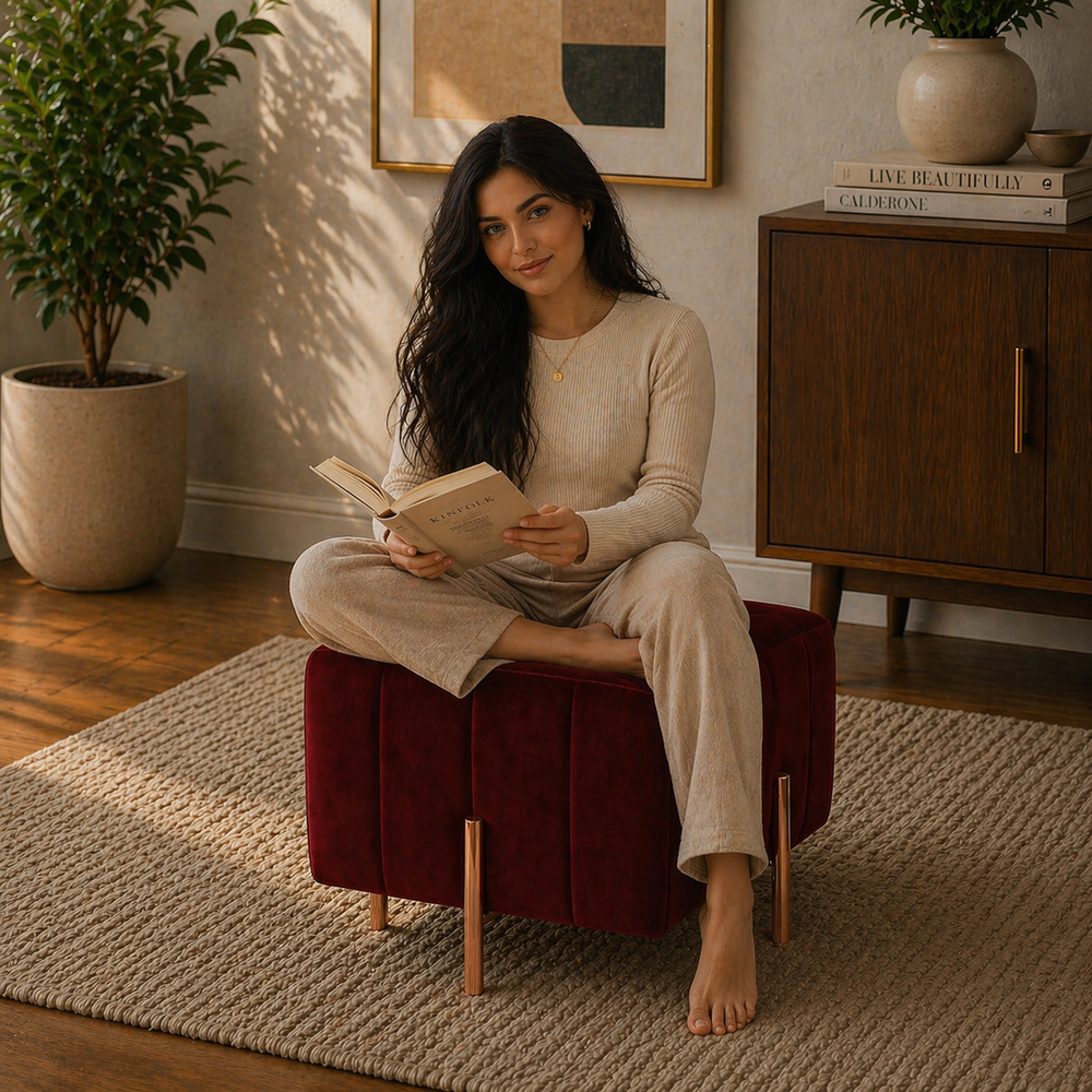 Regent Ottoman With Rose Gold Leg