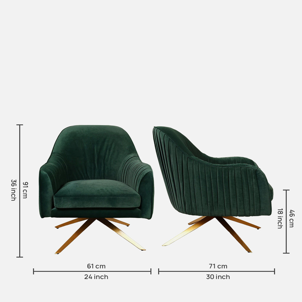 Gladden Revolving Accent Chair Green | Swivel Accent Chair Green