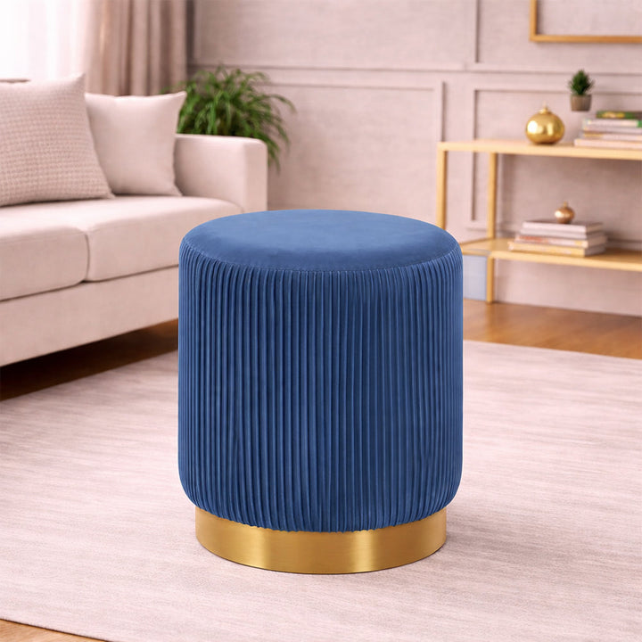 Doe Buck Damato Ottoman|Blue
