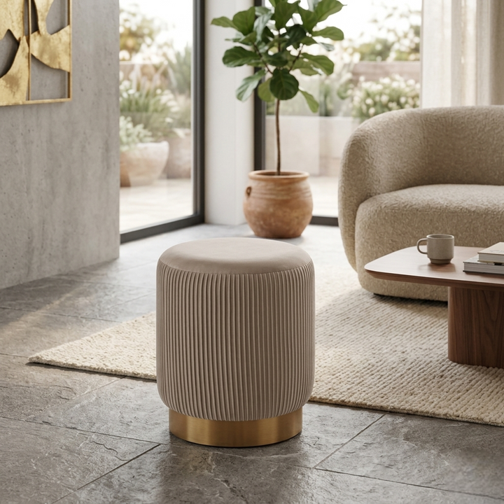 Doe Buck Damato Ottoman|Light Grey