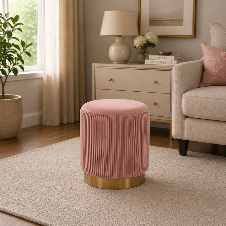 Doe Buck Damato Ottoman|Pink