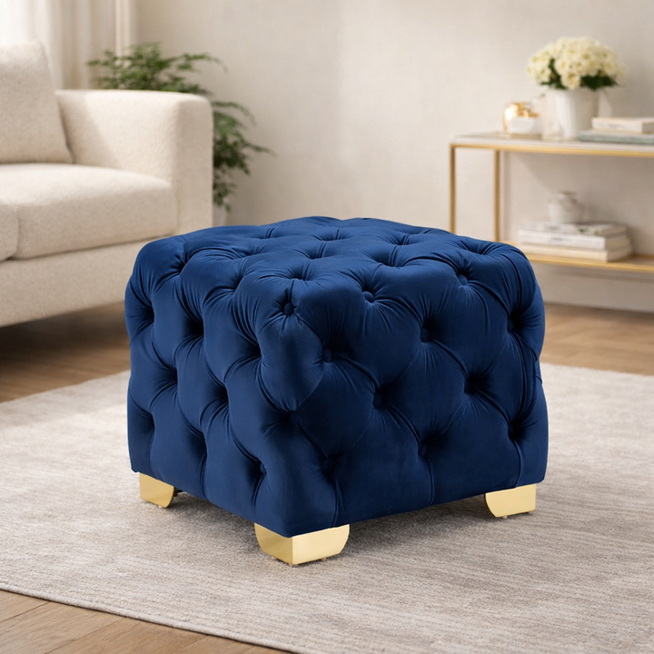 Doe Buck Damira Ottoman|Blue
