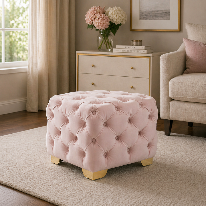 Doe Buck Damira Ottoman|Pink