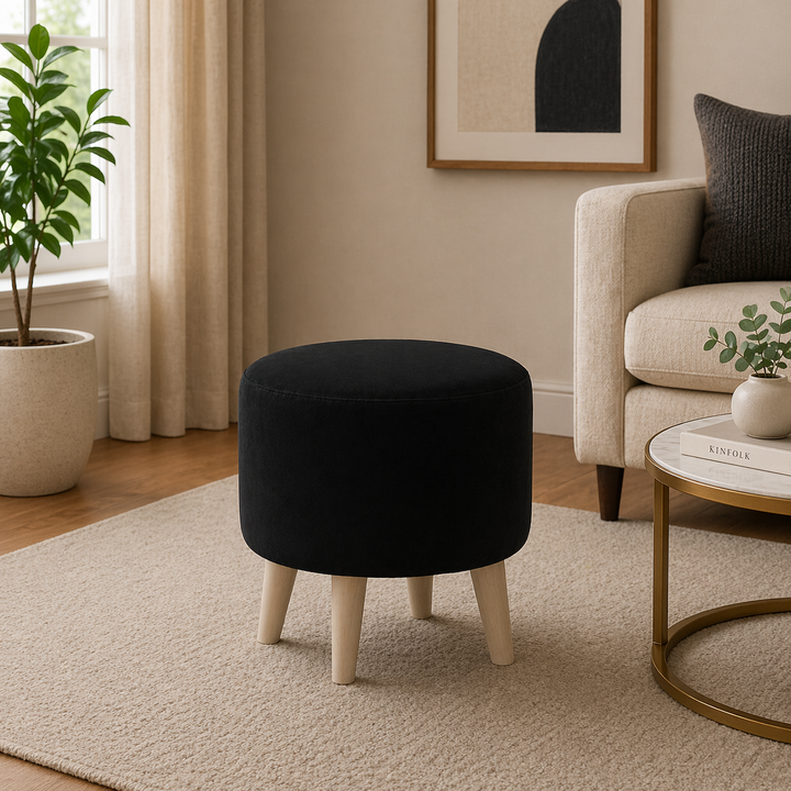 Doe Buck Parker Ottoman|Black