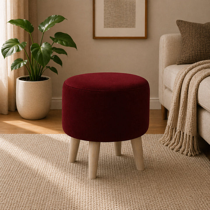 Doe Buck Parker Ottoman|Maroon