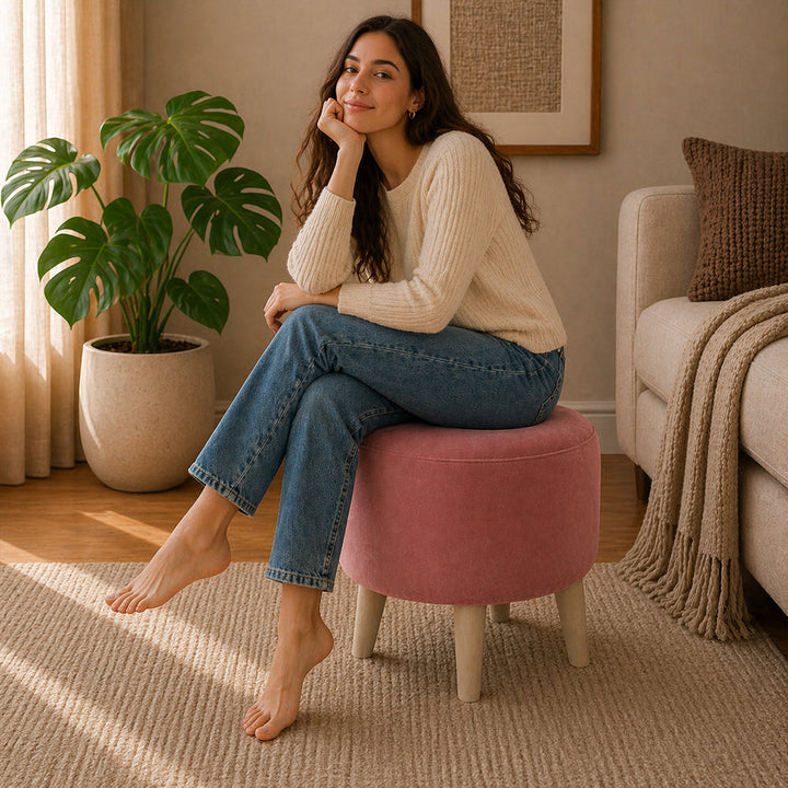 Doe Buck Parker Ottoman|Pink