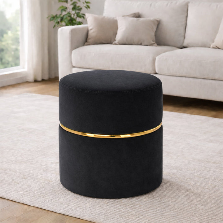 Doe Buck Gracy Ottoman|Black And Gold Band