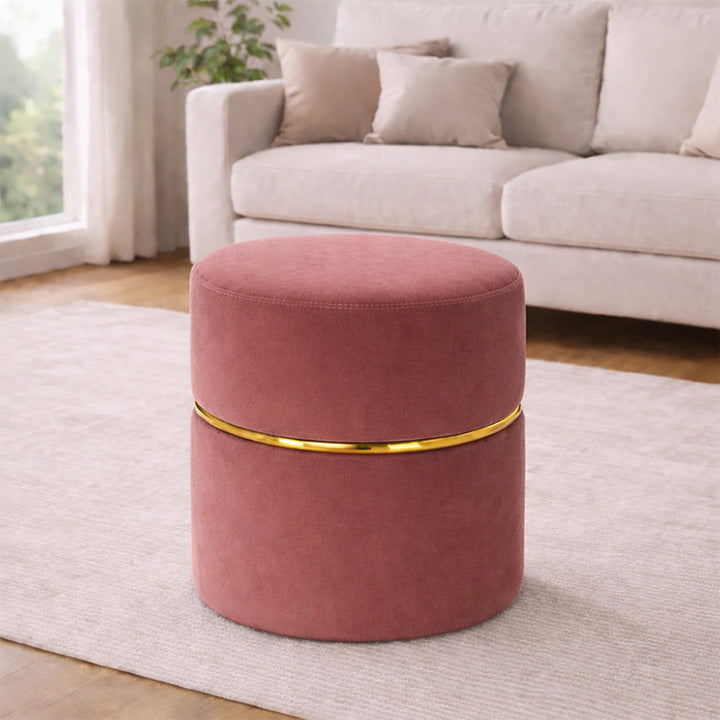Doe Buck Gracy Ottoman|Pink And Gold Band
