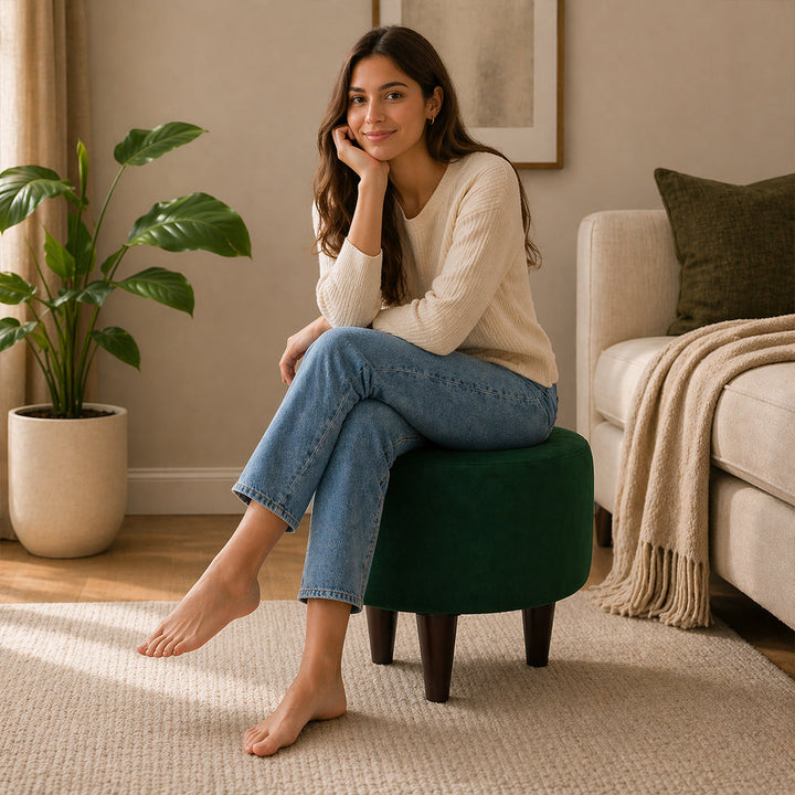 Doe Buck Round Ottoman|Green
