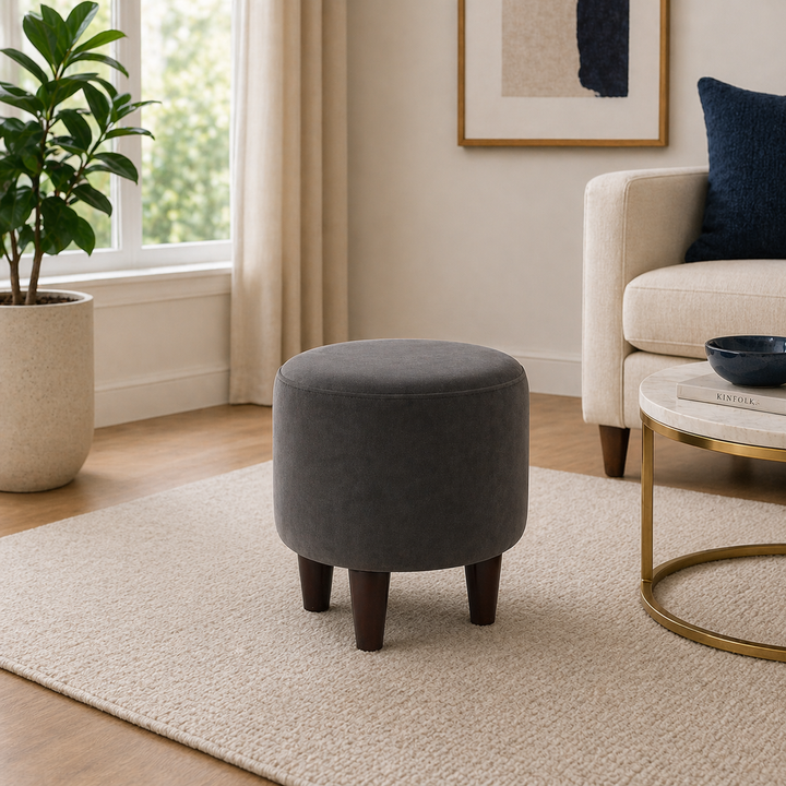 Doe Buck Round Ottoman|Grey