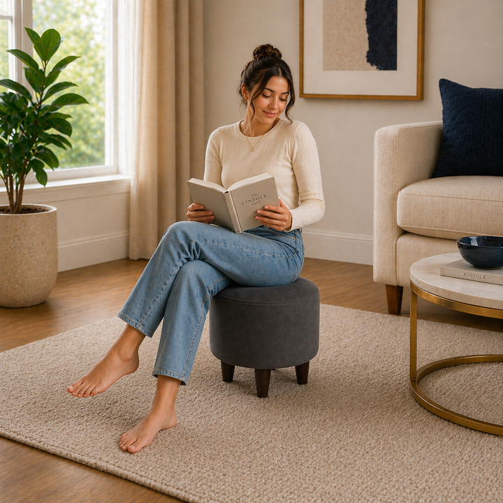 Doe Buck Round Ottoman|Grey