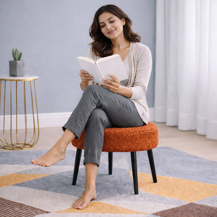 Doe Buck Luna Ottoman With Black Legs|Rust