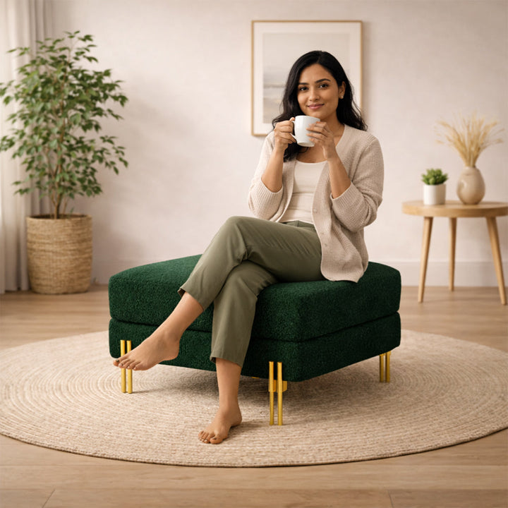 Doe Buck Luxe Green Ottoman|Green
