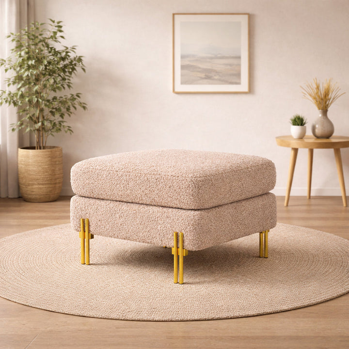 Doe Buck Luxe Ottoman With Black Legs|Light Brown