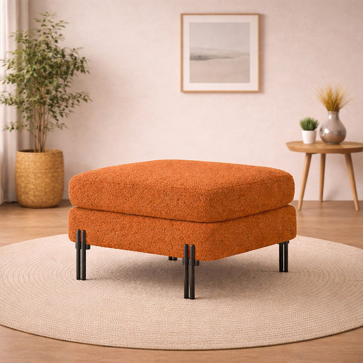 Doe Buck Luxe Ottoman With Black Legs|Rust