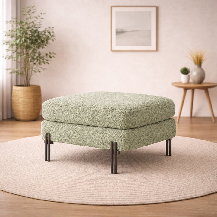 Doe Buck Luxe Ottoman With Black Legs|Sage