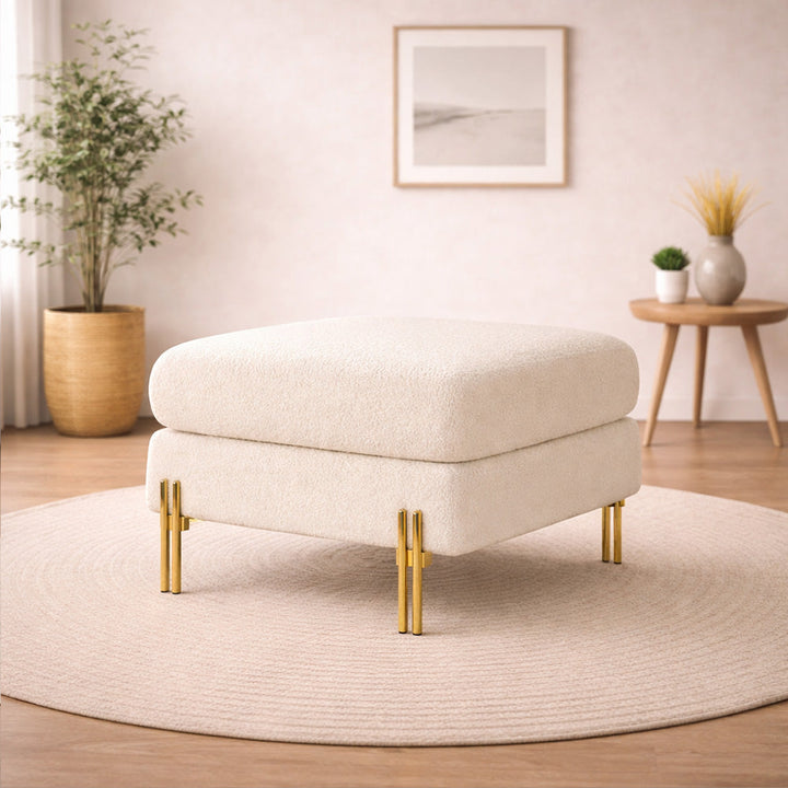 Doe Buck Luxe Ottoman|White
