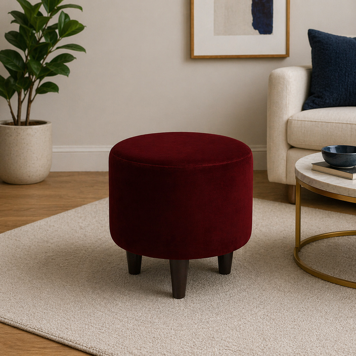 Doe Buck Round Ottoman|Maroon