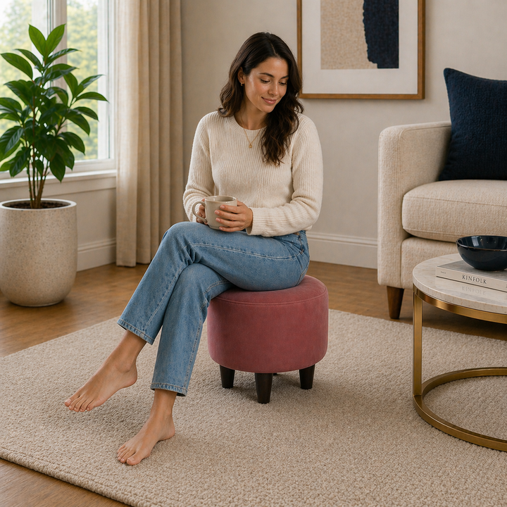 Doe Buck Round Ottoman|Pink