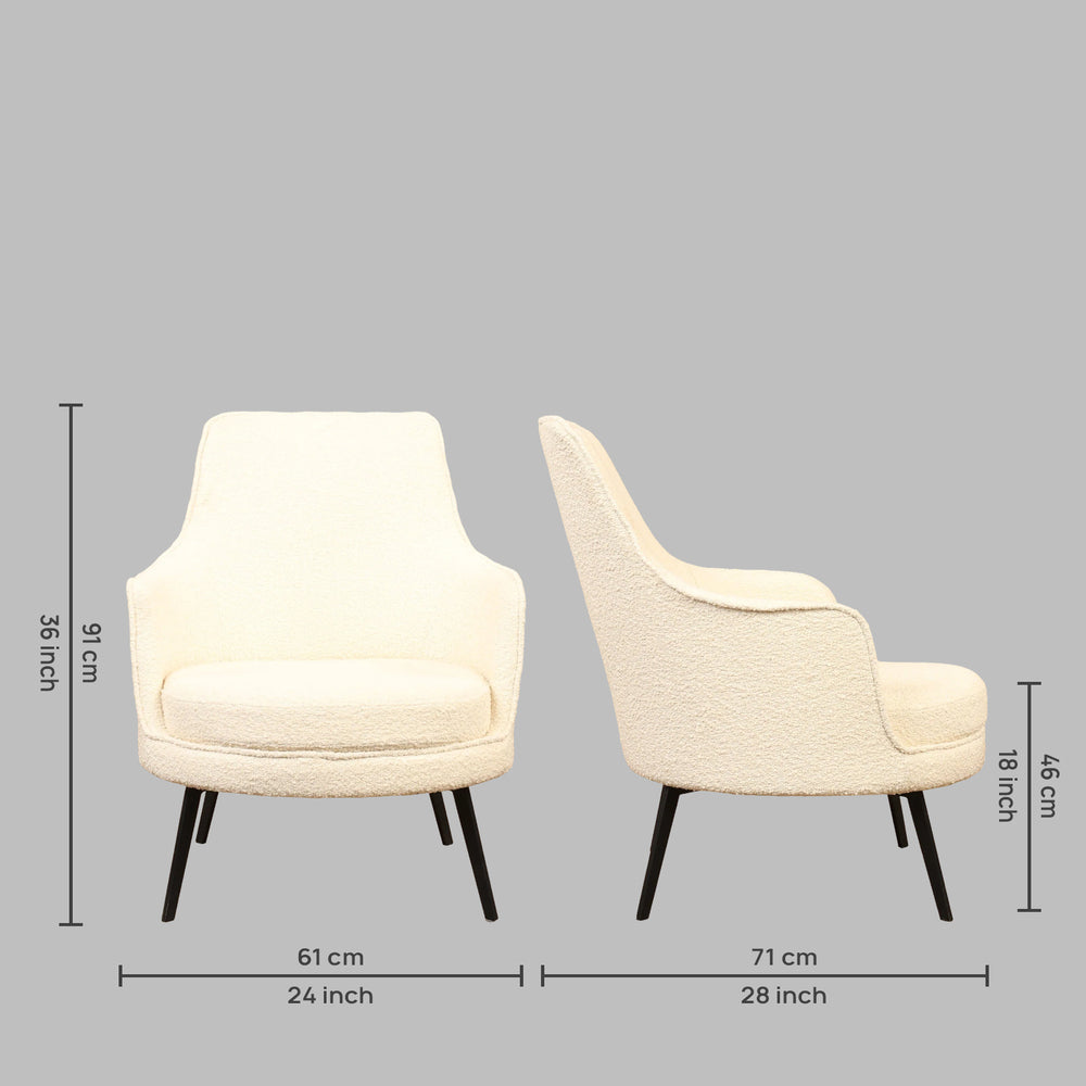 Bertita Accent Chair White | Compact Fabric Accent Chair White