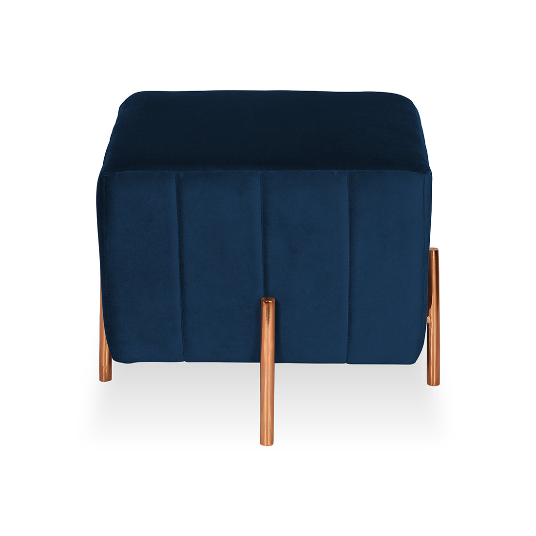 Square Rose Gold Ottoman Stainless Steel Blue