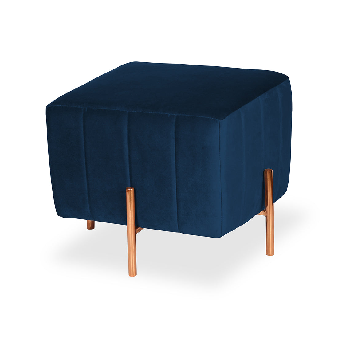 Square Rose Gold Ottoman Stainless Steel Blue