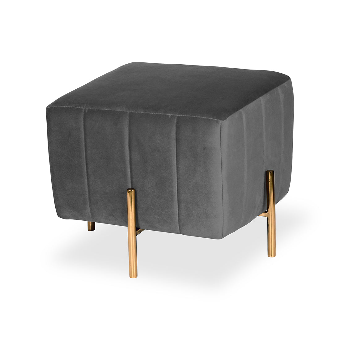 Square Gold Ottoman Stainless Steel In Grey
